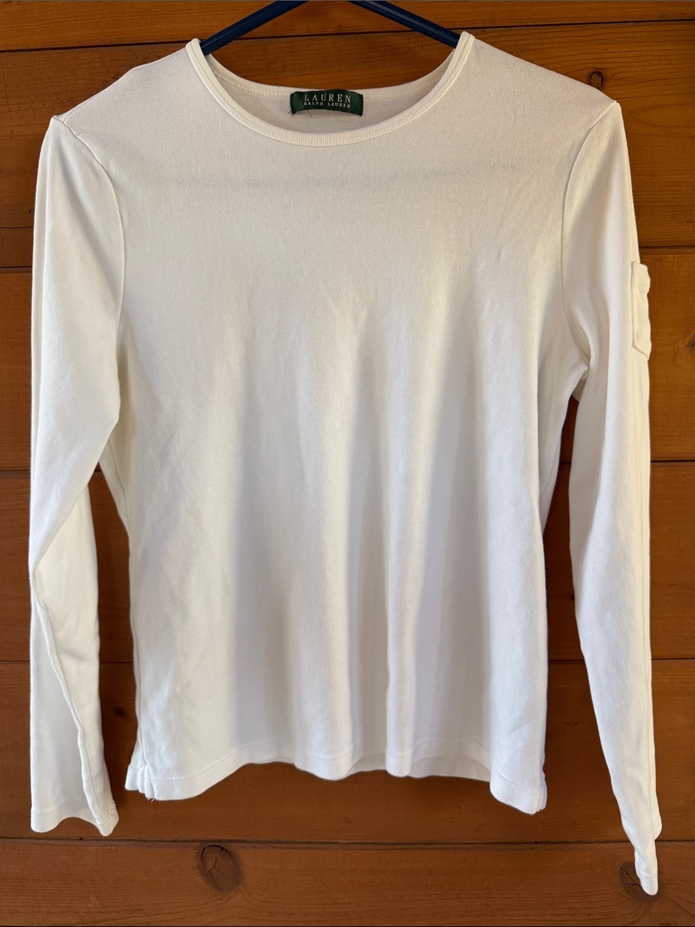 Lauren Ralph Lauren Women's White Long Sleeve Crewneck Tee